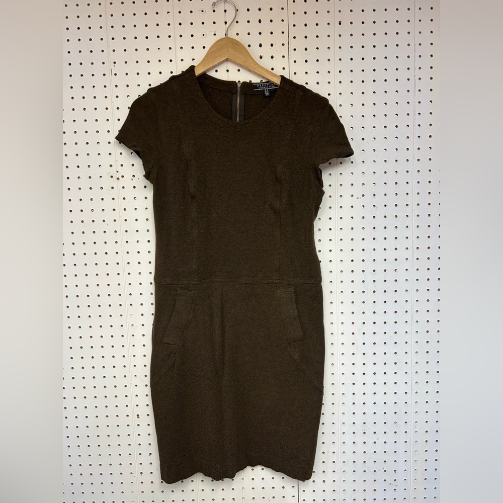 Peruvian Connection Brown Short Sleeve Sheath Dress